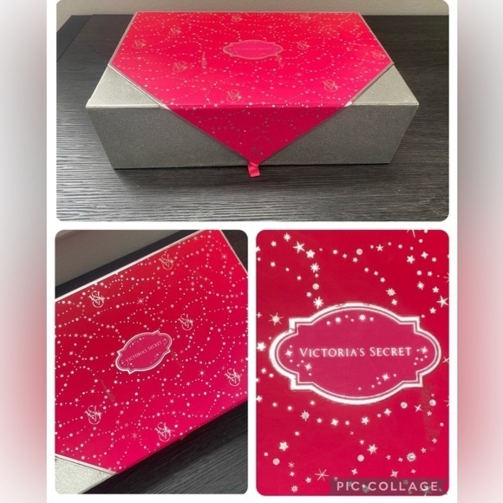 NEW HTF Victoria’s Secret Collectible Pink Silver Sparkle Storage Gift Box